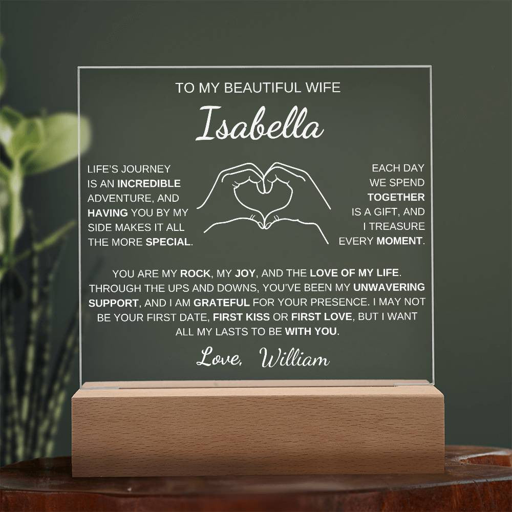 Heart Hands Wife acrylic plaque LED