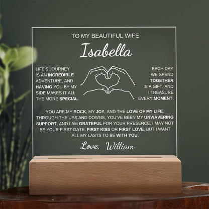 Heart Hands Wife acrylic plaque LED