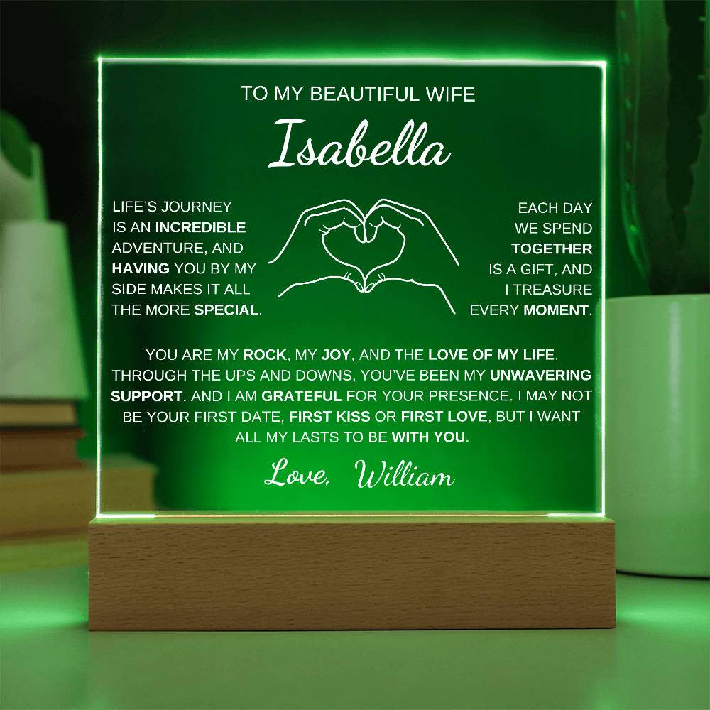 Heart Hands Wife acrylic plaque LED