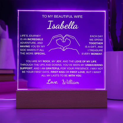 Heart Hands Wife acrylic plaque LED