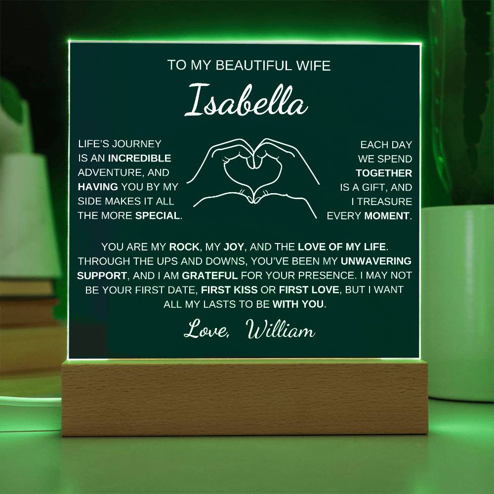 Heart Hands Wife acrylic plaque LED