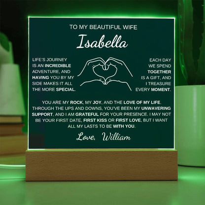 Heart Hands Wife acrylic plaque LED