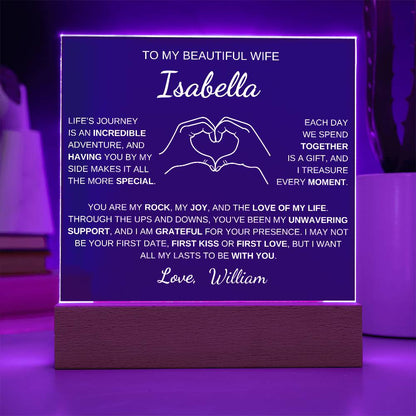 Heart Hands Wife acrylic plaque LED