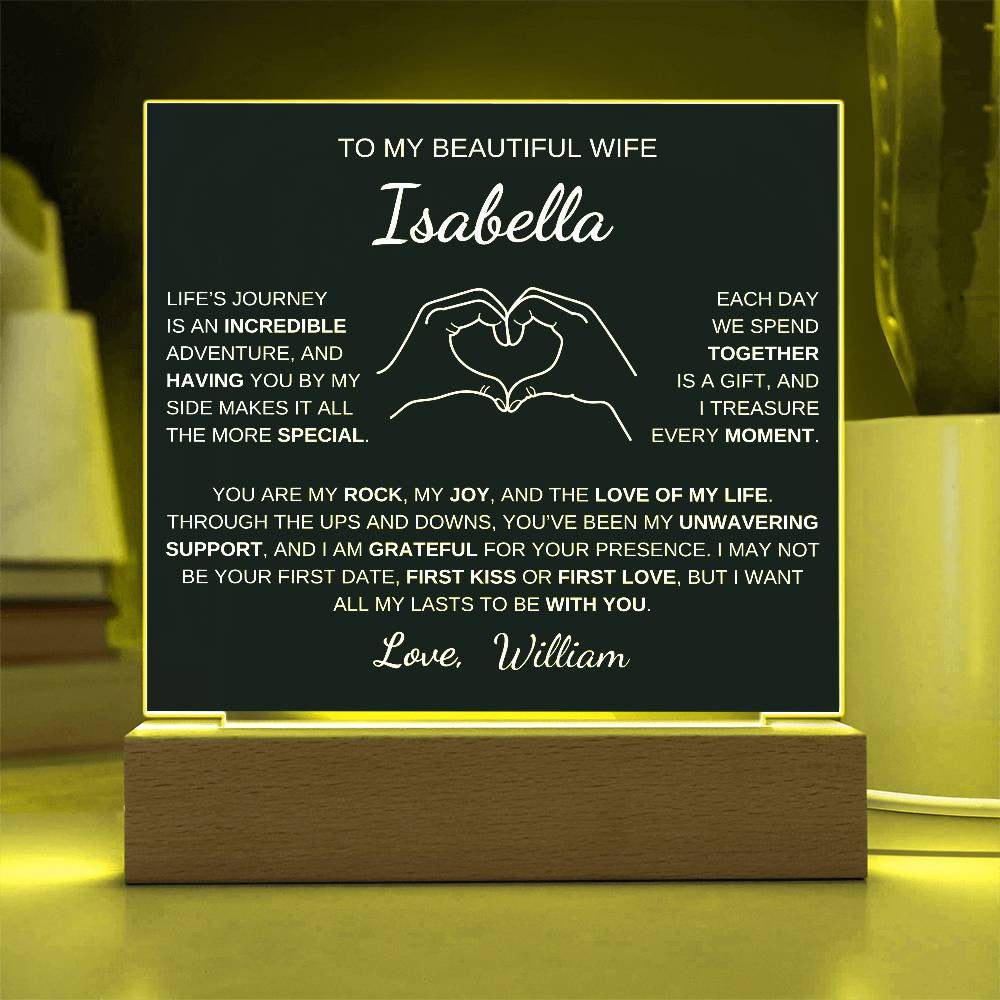 Heart Hands Wife acrylic plaque LED