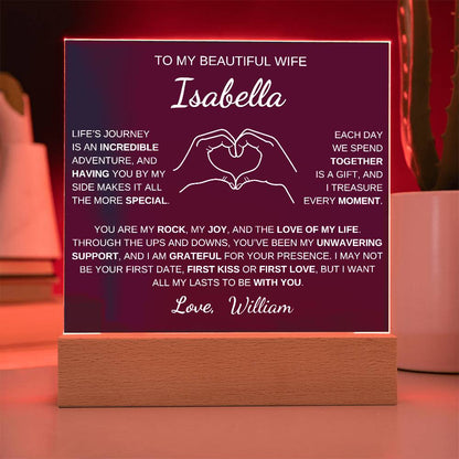 Heart Hands Wife acrylic plaque LED