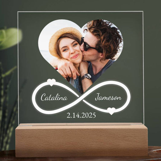 Infinity Heart Acrylic Plaque Names Date