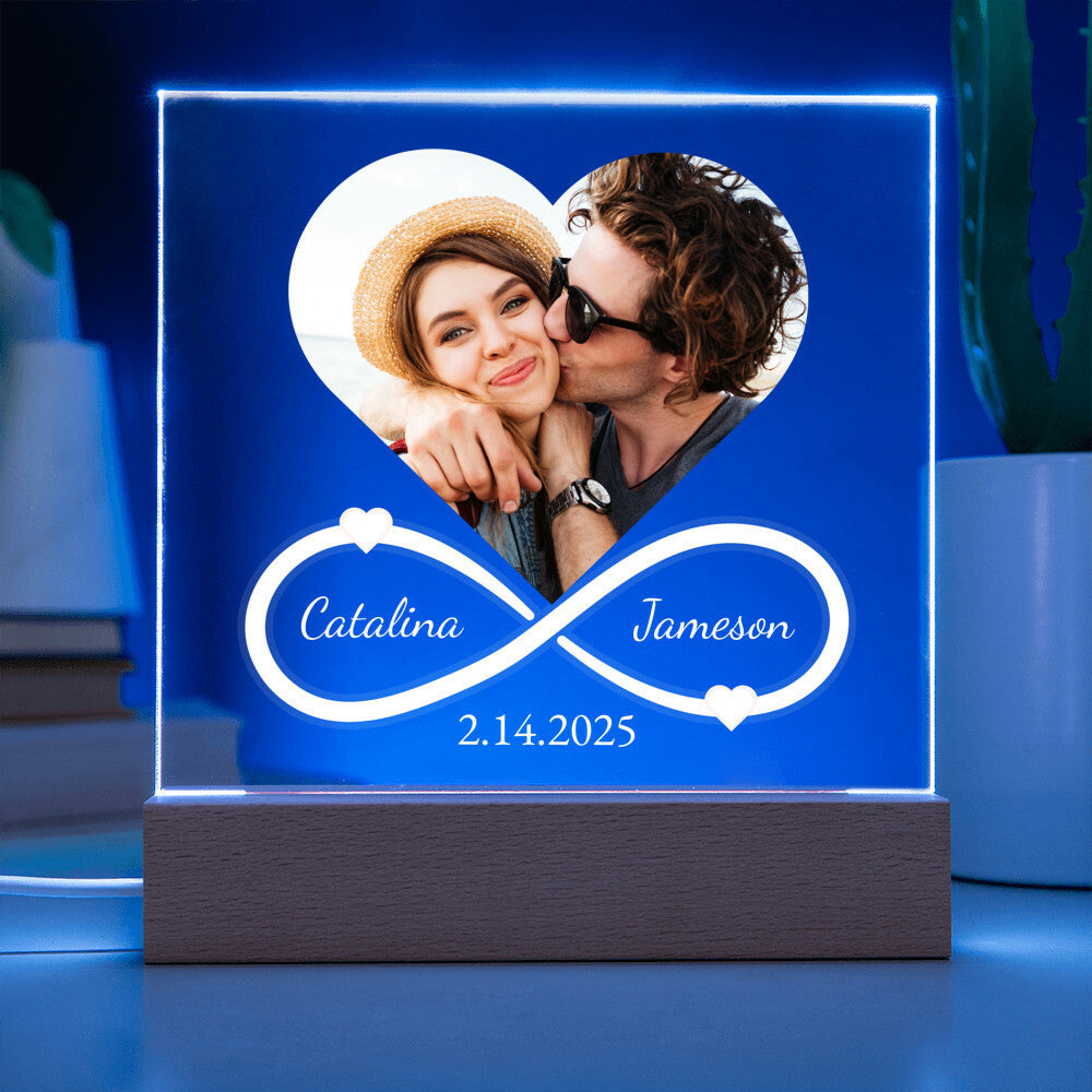 Infinity Heart Acrylic Plaque Names Date