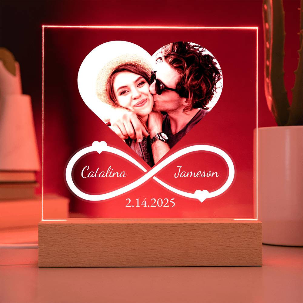 Infinity Heart Acrylic Plaque Names Date