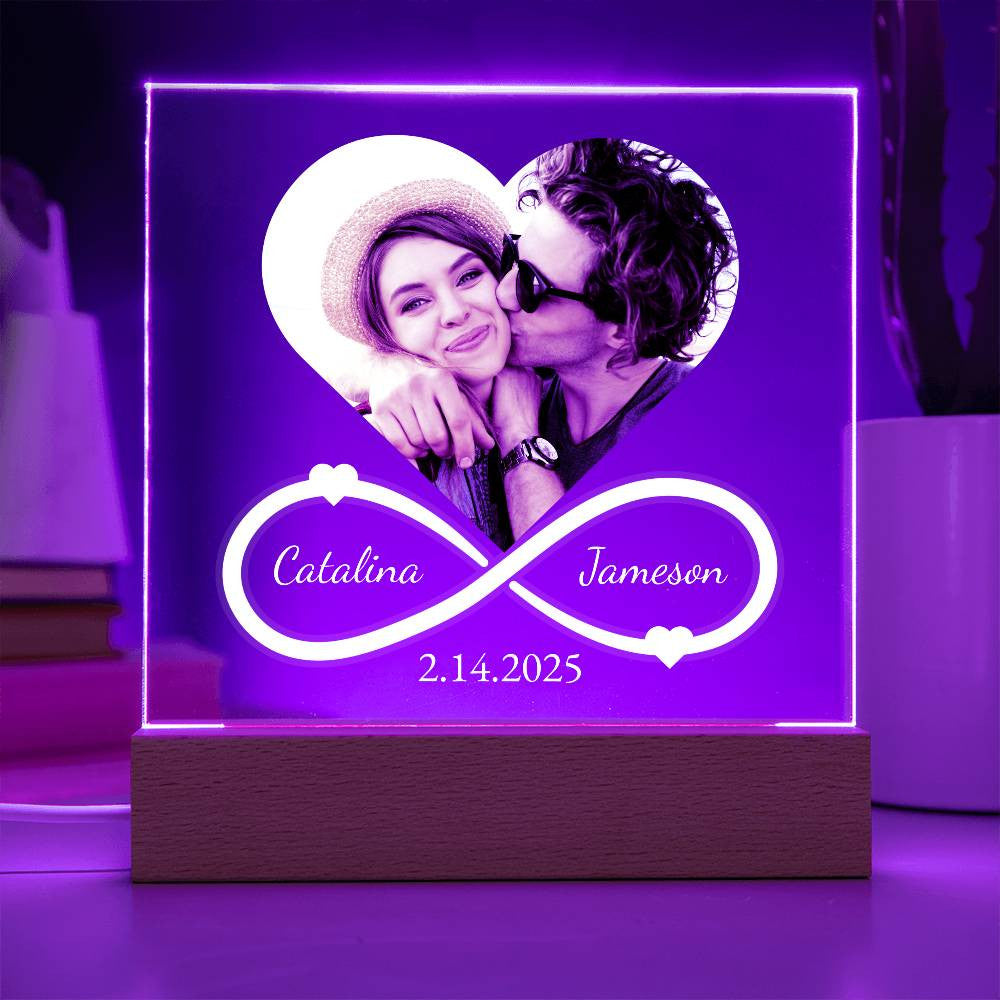 Infinity Heart Acrylic Plaque Names Date