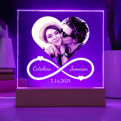 Infinity Heart Acrylic Plaque Names Date