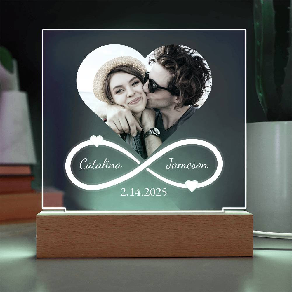 Infinity Heart Acrylic Plaque Names Date