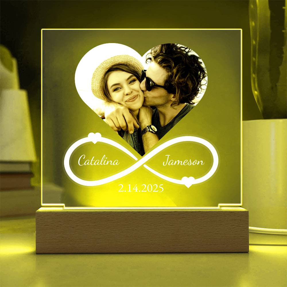 Infinity Heart Acrylic Plaque Names Date