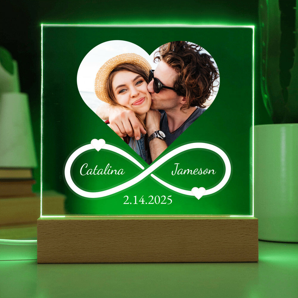 Infinity Heart Acrylic Plaque Names Date
