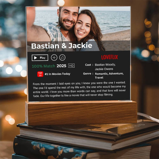 Loveflix Movie Acrylic Plaque LED Personalied Names