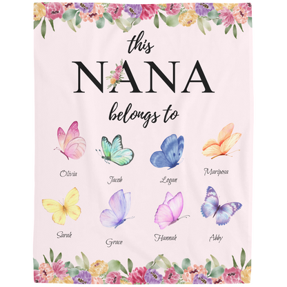 Nana Butterfly Fleece Blanket Kids names