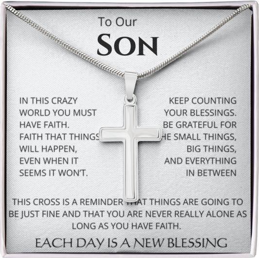 Personalized To Our Blessing Cross Necklace
