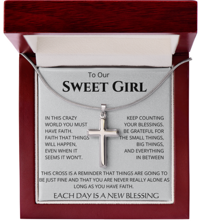 Personalized To Our Blessing Cross Necklace