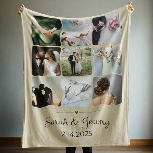 Wedding Anniversary Fleece Blanket Personalized Photo