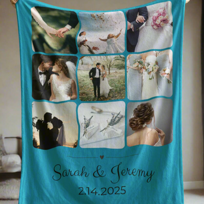 Wedding Anniversary Fleece Blanket Personalized Photo