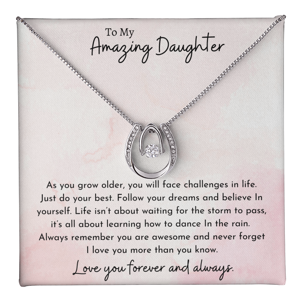 To My Amazing Daughter Pink | Lucky In Love Necklace