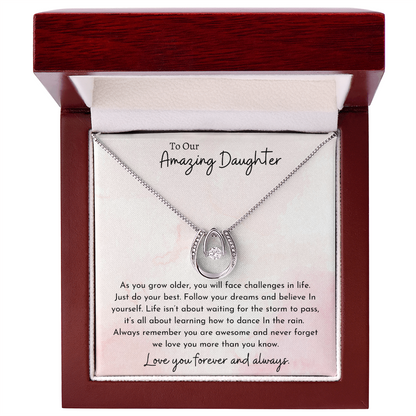 To Our Amazing Daughter Pink | Lucky In Love Necklace