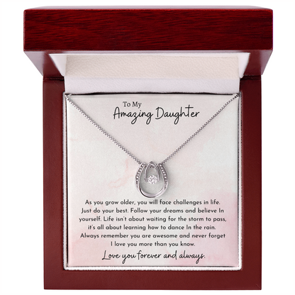To My Amazing Daughter Pink | Lucky In Love Necklace