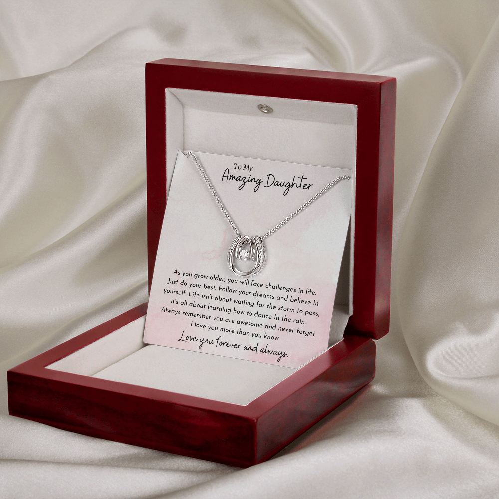 To My Amazing Daughter Pink | Lucky In Love Necklace