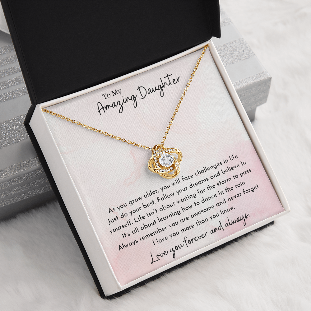 To My Amazing Daughter Pink | Love Knot Necklace