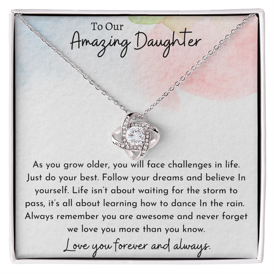 To Our Amazing Daughter Watercolor | Love Knot Necklace