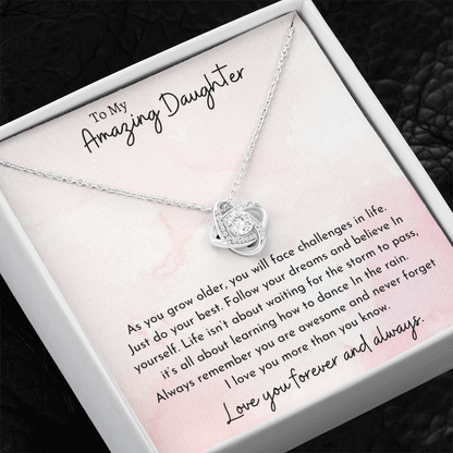 To My Amazing Daughter Pink | Love Knot Necklace