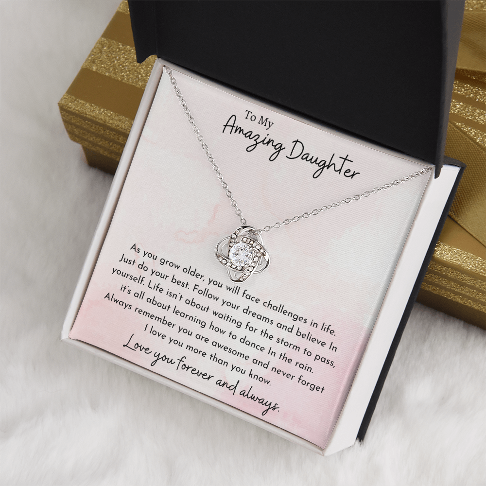 To My Amazing Daughter Pink | Love Knot Necklace