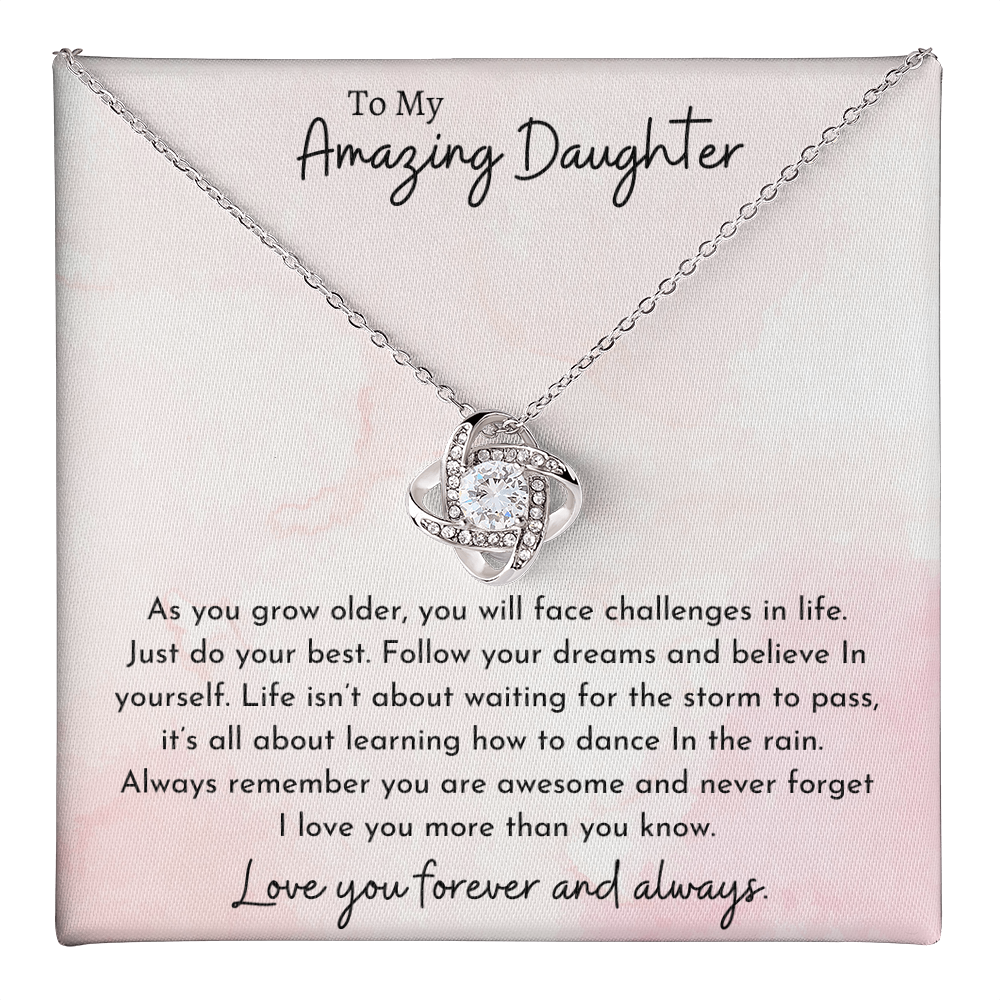 To My Amazing Daughter Pink | Love Knot Necklace