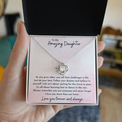 To My Amazing Daughter Pink | Love Knot Necklace