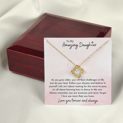 To My Amazing Daughter Pink | Love Knot Necklace