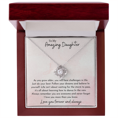 To My Amazing Daughter Pink | Love Knot Necklace