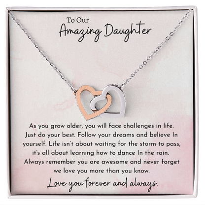 To Our Amazing daughter Pink | Interlocking Hearts Necklace