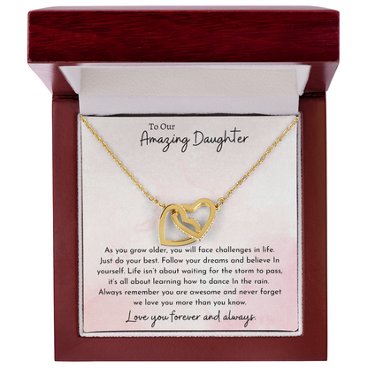 To Our Amazing daughter Pink | Interlocking Hearts Necklace