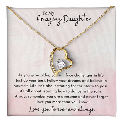 To My Amazing Daughter Pink | Forever Love Necklace