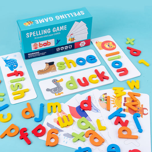 Wooden early education spelling game alphabet puzzle